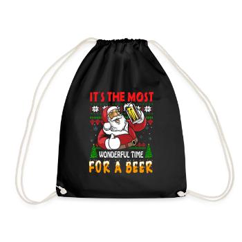 X MAS - IT'S THE MOST WONDERFUL TIME FOR A BEER - Drawstring Bag - black - Front