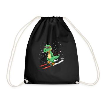 Lustiges T-Rex Ski - Turnbeutel - Schwarz - Vorne