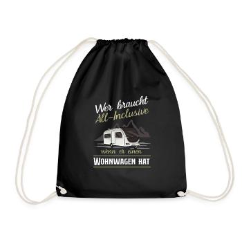 Wohnwagen All Inclusive Urlaub Campen Papa - Turnbeutel - Schwarz - Vorne