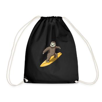 Lustiger Sloth Surfer - Surfing - Turnbeutel - Schwarz - Vorne