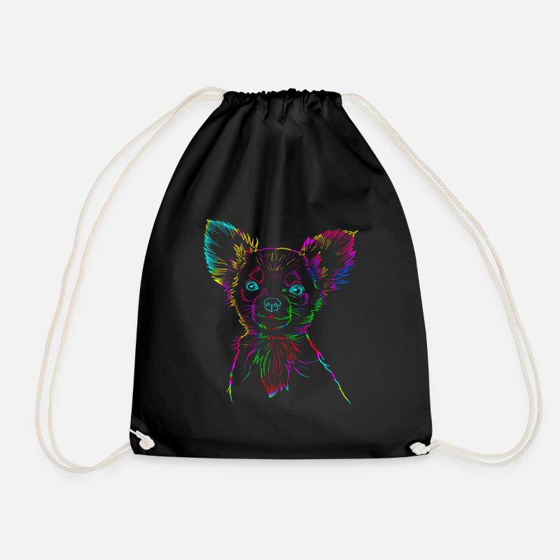 Chihuahua Langhaar Chiwawa - Turnbeutel - Schwarz