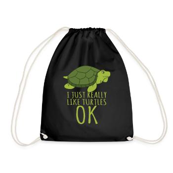 T-shirt de tortue - j'aime juste vraiment les tortues, ok! - Sac de sport léger - noir - Devant