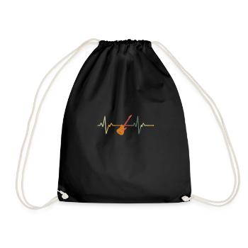 Vintage Herzschlag Guitare Rock Musique Idée cadeau - Sac de sport léger - noir - Devant