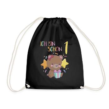 1er anniversaire fille 1 an ours j'ai 1 an - Sac de sport léger - noir - Devant