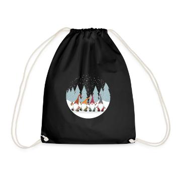 Christmas Garden Gnomes Xmas Santa Claus - Drawstring Bag - black - Front