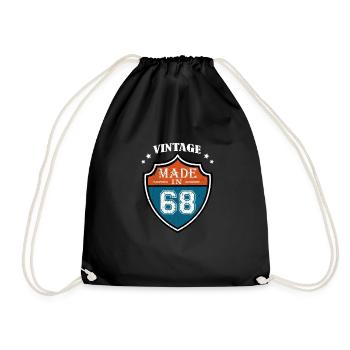 Vintage Made In 68 1968 Birthday Gift - Drawstring Bag - black - Front
