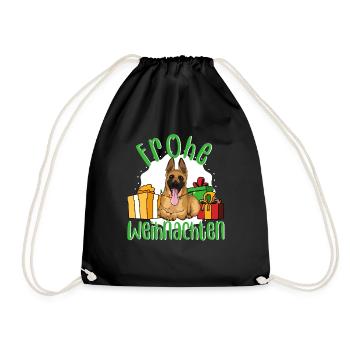 Belgian Malinois Frohe Weihnachten Ugly Sweater - Turnbeutel - Schwarz - Vorne