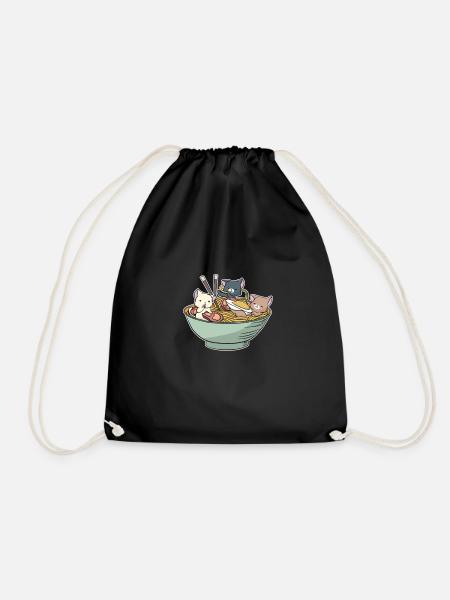 Ramen Katzen Anime Outfit Geschenkidee - Turnbeutel - Schwarz