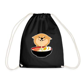 Ramen Verrückt Shiba Hund Japanische Nudeln Ramen - Turnbeutel - Schwarz - Vorne