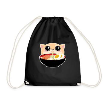 Shibu Ramen Kitsune Anime Kawaii Japan Tee - Turnbeutel - Schwarz - Vorne