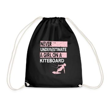 Kiteboarding Kitesurfer Kiteboarder Geschenk - Turnbeutel - Schwarz - Vorne