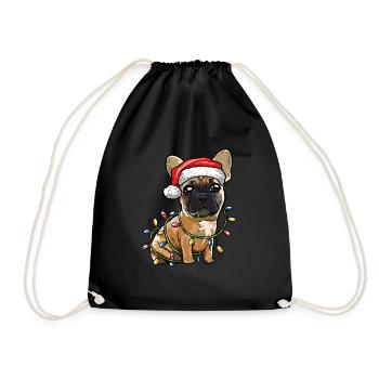 Französische Bulldogge Weihnachten Hunde Geschenk - Turnbeutel - Schwarz - Vorne