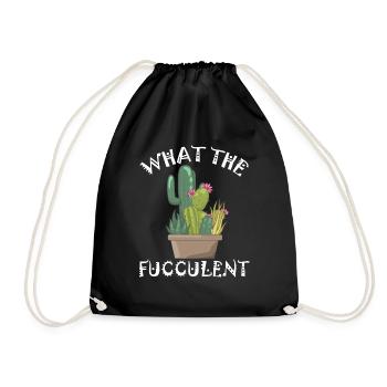 cute Kawaii Cactus Succulents What the Fucculent - Turnbeutel - Schwarz - Vorne
