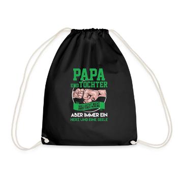 Papa Tochter - Turnbeutel - Schwarz - Vorne
