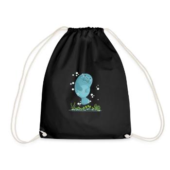 Süßes Manatee Manati Seekuh Dugong Geschenk - Turnbeutel - Schwarz - Vorne