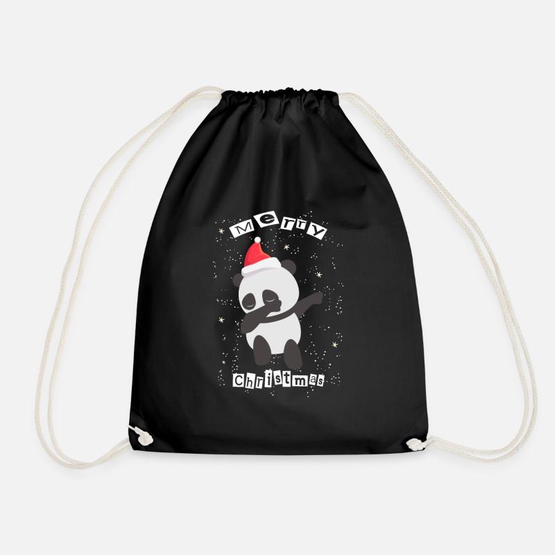 Christmas dabbing panda - Drawstring Bag - black