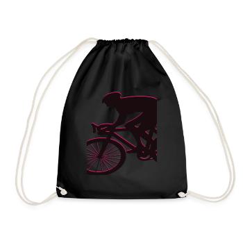 Cyclist cycling racing bike retro vintage - Drawstring Bag - black - Front
