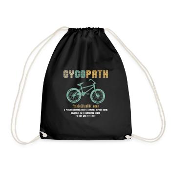 Funny cycling addict biker bike humor - Drawstring Bag - black - Front