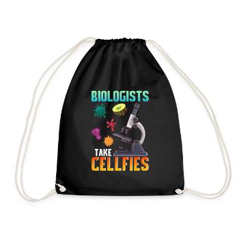 Cute Biologists Take Cellfies Selfies Biology Pun - Drawstring Bag - black - Front