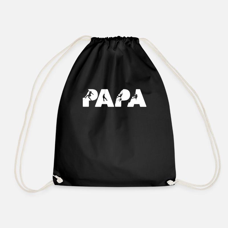 Rock Climbing Dad Shirt, Rock Climbing Husband - Drawstring Bag - black