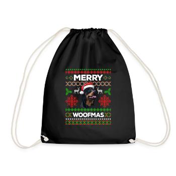 Merry Woofmas Ugly Sweater Rottweiler Chien - Sac de sport léger - noir - Devant