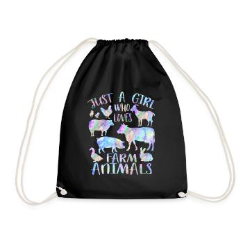 Just a girl who loves farm animals - Drawstring Bag - black - Front