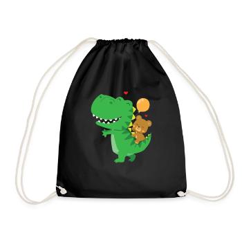 Dinosaur gift idea dino lover - Drawstring Bag - black - Front