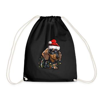 Dackel Weihnachten Hunde Geschenk - Turnbeutel - Schwarz - Vorne