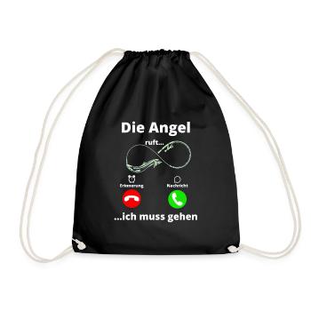 Angeln, Fischen, Fischer, Meer, Fisch, Geschenk - Turnbeutel - Schwarz - Vorne
