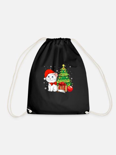 Frohe Weihnachten Katze - Turnbeutel - Schwarz