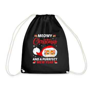 Frohe Weihnachten Katze - Turnbeutel - Schwarz - Vorne