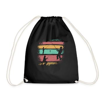 Angeln Vintage Retro - Turnbeutel - Schwarz - Vorne