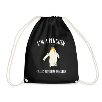 Pinguin Kostüm Pinguinmotiv I'm a Penguin - Turnbeutel - Schwarz - Vorne