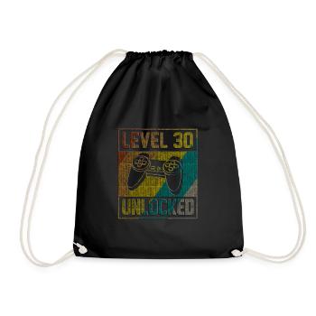 30 Geburtstag Geschenk Level 30 Unlocked - Turnbeutel - Schwarz - Vorne