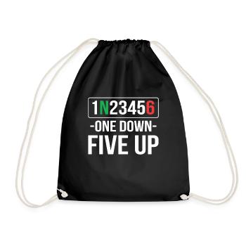 One Down Motorcycle Motorcyclist Five Up - Drawstring Bag - black - Front