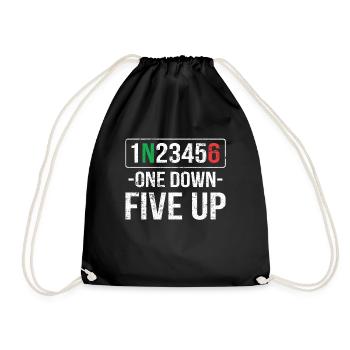 One Down Motorcycle Motorcyclist Five Up - Drawstring Bag - black - Front
