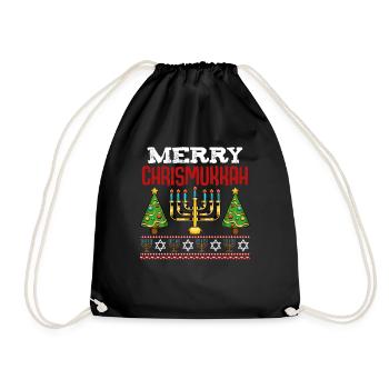 Merry Chrismukkah Hanukkah Chanukah Hebrew Jüdi - Drawstring Bag - black - Front