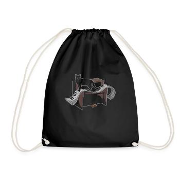 Piano music cat - Drawstring Bag - black - Front
