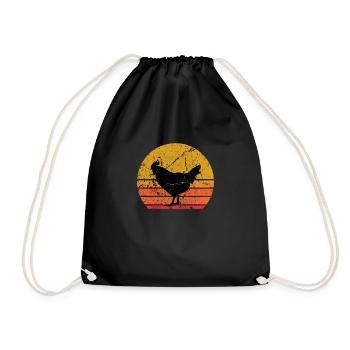 Rétro soleil poules coq oiseau cadeau - Sac de sport léger - noir - Devant