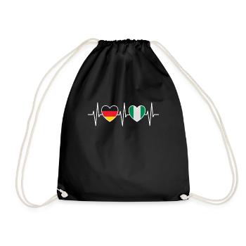 Heartbeat Germany and Nigeria w 1142 - Drawstring Bag - black - Front