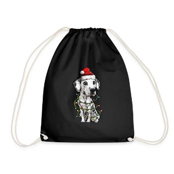 Dalmatian Santa Christmas Tree Lights - Drawstring Bag - black - Front