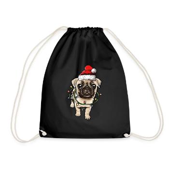 Mops Weihnachten Hunde Geschenk - Turnbeutel - Schwarz - Vorne