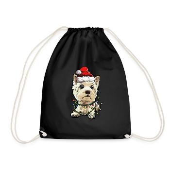 West Highland Terrier Weihnachten Hunde Geschenk - Turnbeutel - Schwarz - Vorne