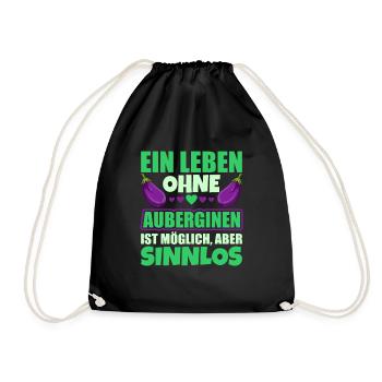 Aubergine - Turnbeutel - Schwarz - Vorne