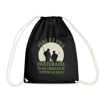 Père et fils - Partenaire de chasse - Cadeau - Sac de sport léger - noir - Devant