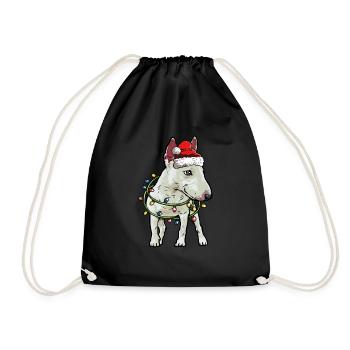 Bullterrier Weihnachten Hunde Geschenk - Turnbeutel - Schwarz - Vorne