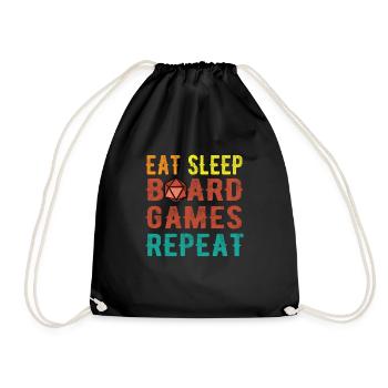 Eat Sleep Board Games Role Player Gift Roleplay - Turnbeutel - Schwarz - Vorne