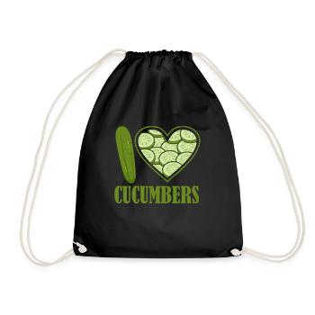 Gurke Grünes Gemüsegeschenk - Turnbeutel - Schwarz - Vorne