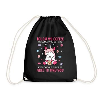 Kaffee Einhorn - Turnbeutel - Schwarz - Vorne