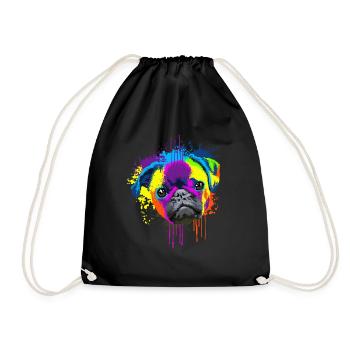 Splash Art Mops chien chien cadeau - Sac de sport léger - noir - Devant